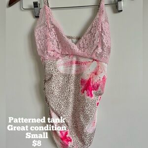 Pink Lace and Leopard Print Women's Camisole